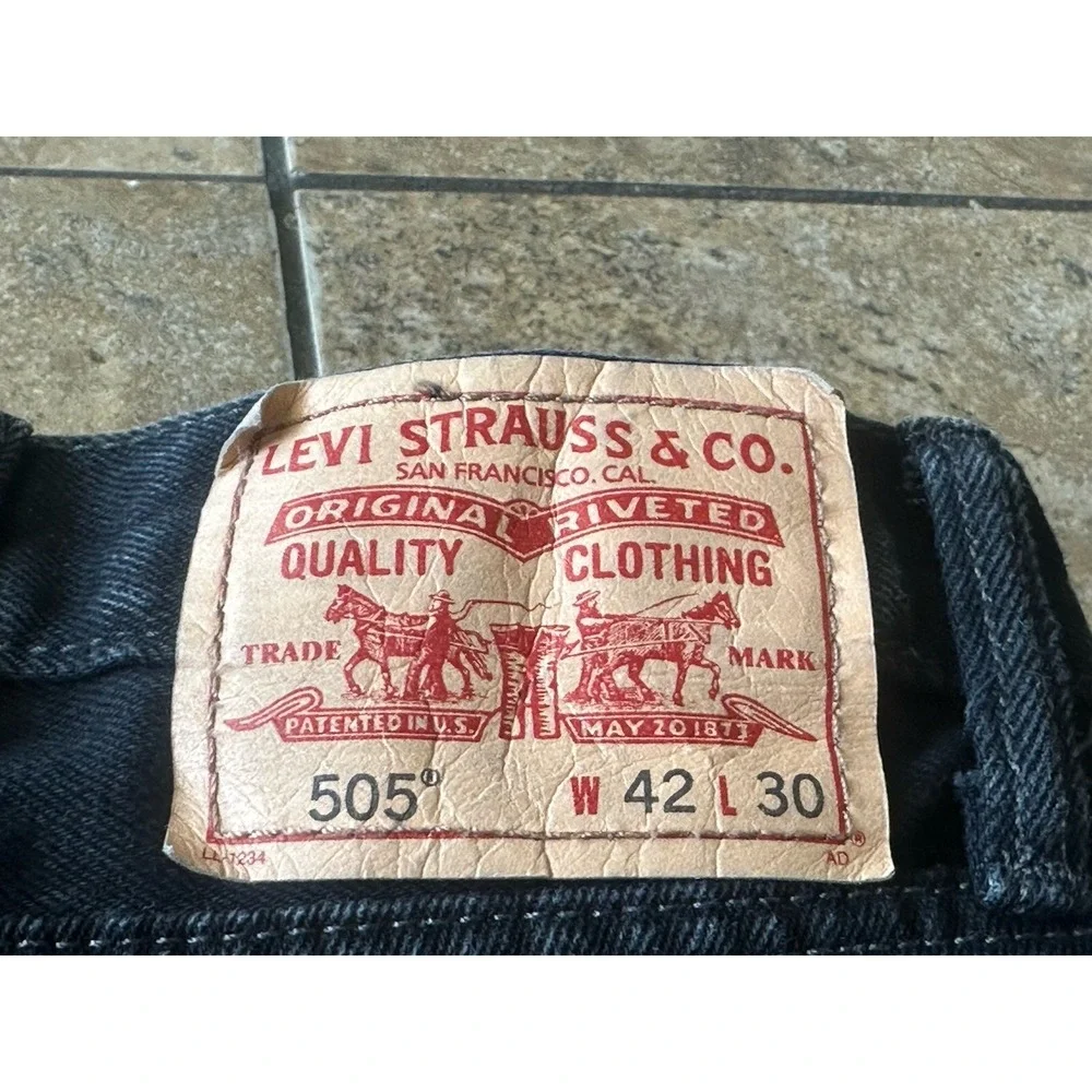 Levi's Men's Black Jeans 42x30 Straight Fit 505 Fit 41X30